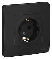 Розетка с заземлением с рамкой Systeme Electric Blanca 1-м. антрацит картинка